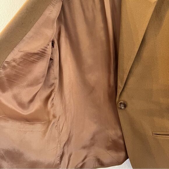 Sag Harbor Blazer Women’s  Sz 8P 100% Wool Tan Khaki Lined Career Professional - Picture 5 of 8